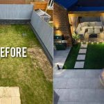 Before-And-After-Backyard-With-White-Tiles-And-Wooden-Pergola